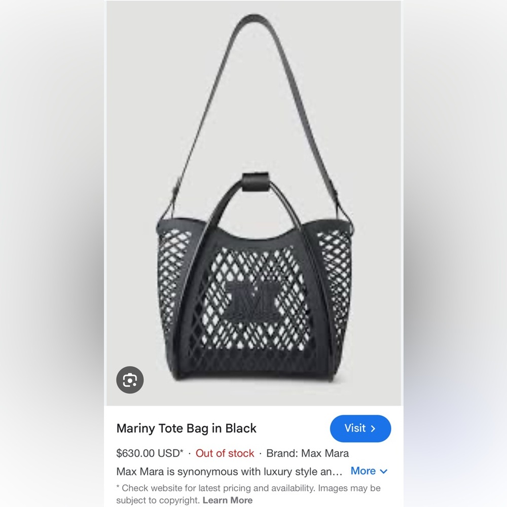 MaxMara Mariny Black Tote Bag with Shoulder strap